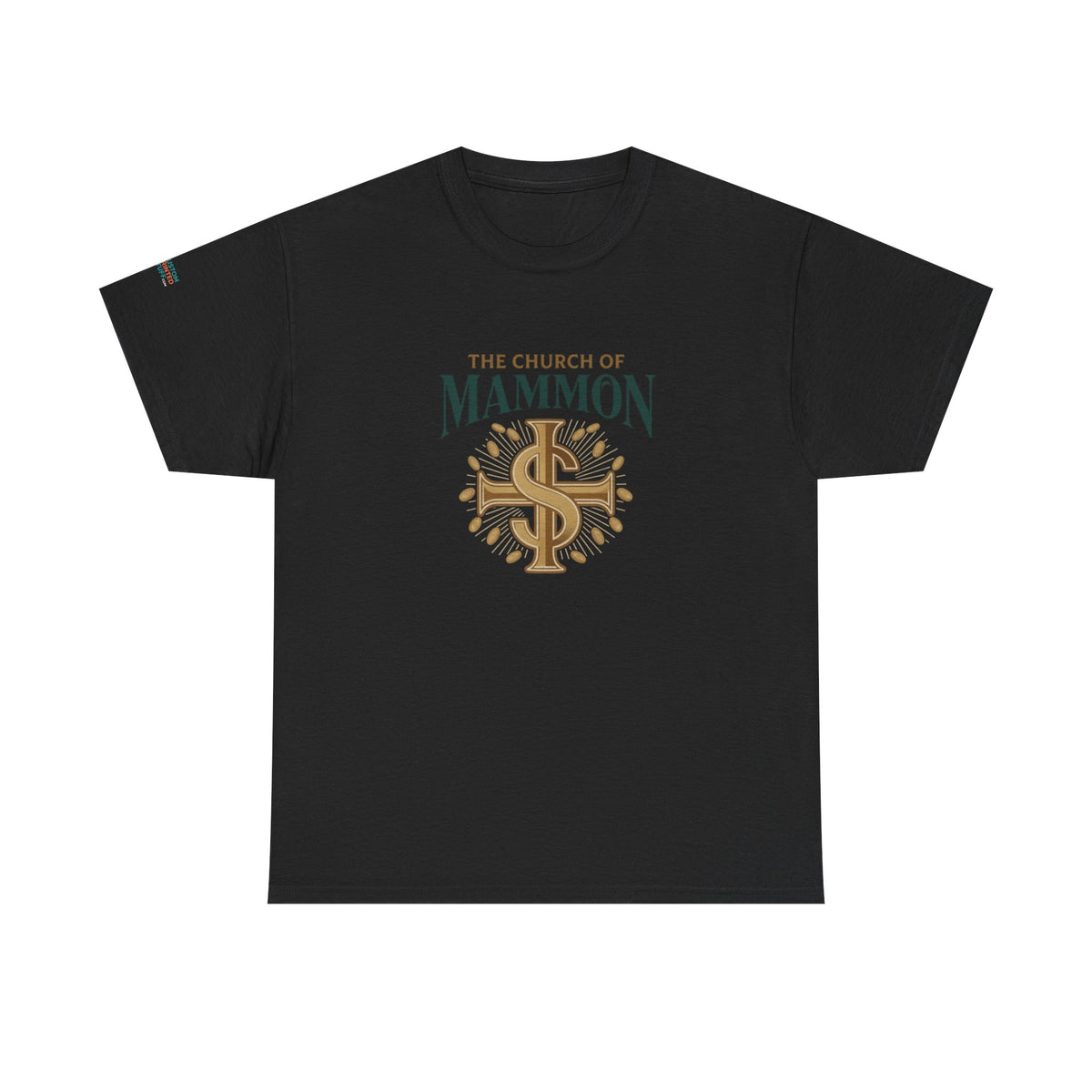 The Church of Mammon Graphic Tee – Vintage Dollar Sign Christian Satire Shirt