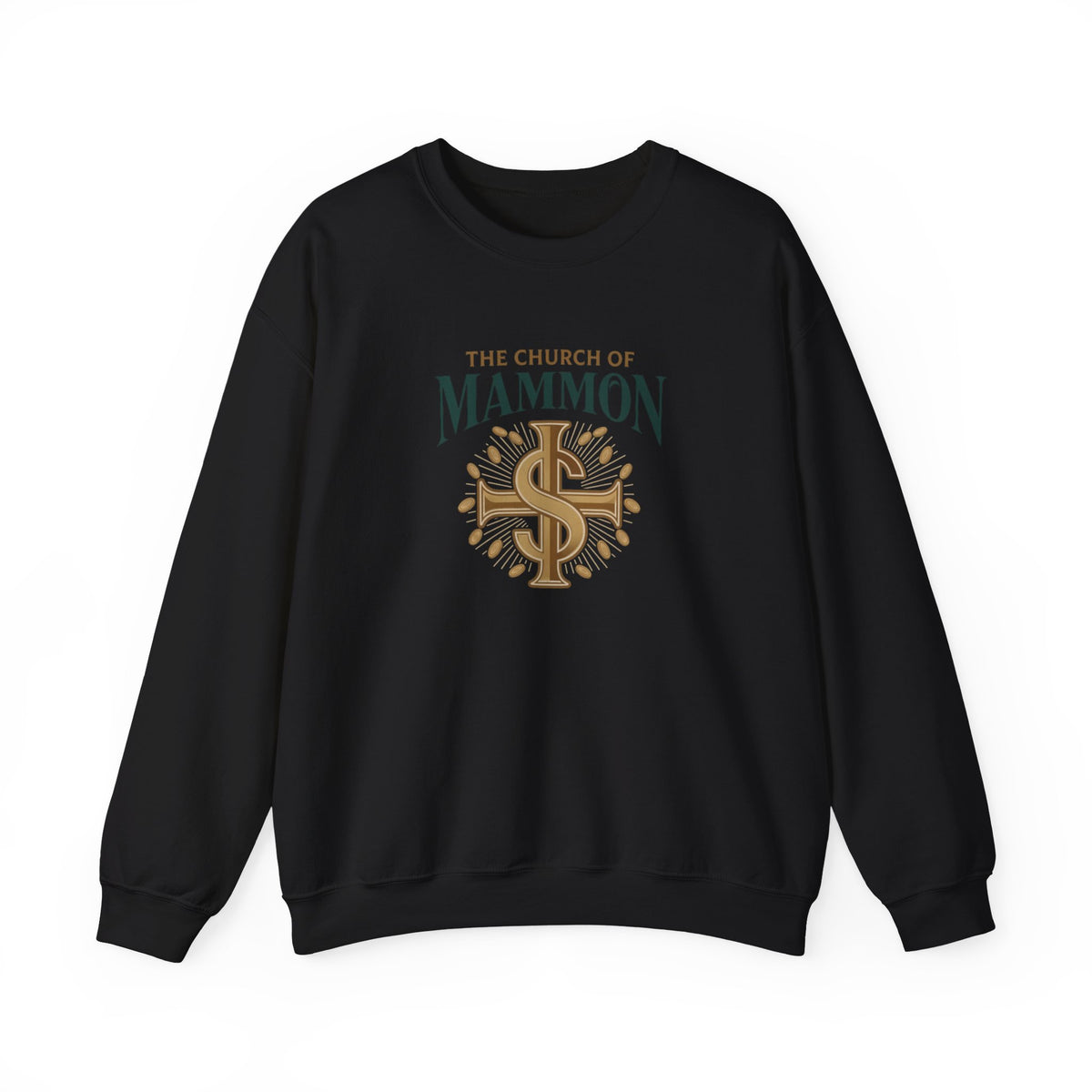 Crewneck Sweatshirt – "The Church of Mammon" Graphic Pullover