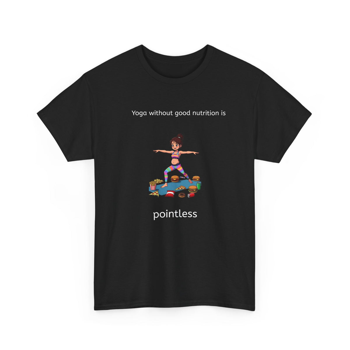 Yoga Girl Tee fastfood — Colorful Warrior II Pose Shirt for Women & Girls