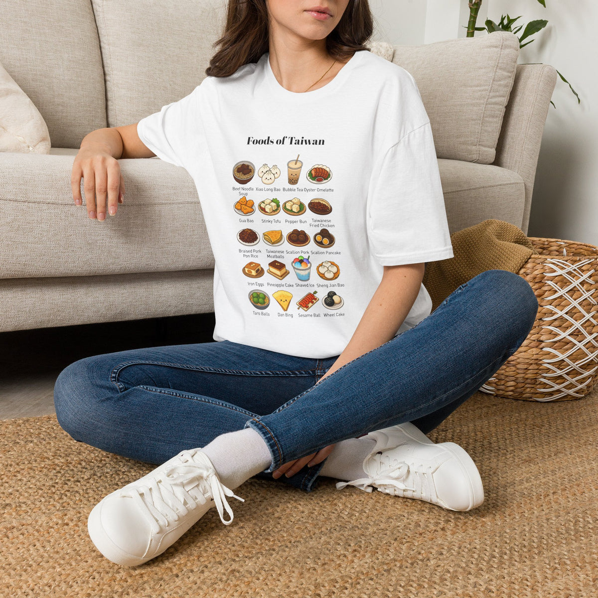Taiwan Foods Chart T-Shirt — Illustrated Local Dishes Guide