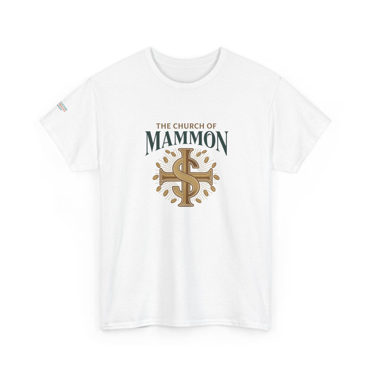 The Church of Mammon Graphic Tee – Vintage Dollar Sign Christian Satire Shirt