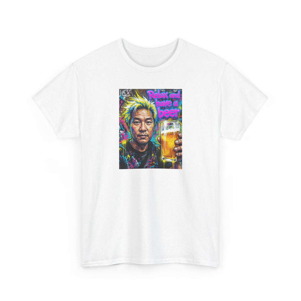 Retro Neon Beer Portrait T‑Shirt — 'Wish I Had A Beer' Graphic Tee