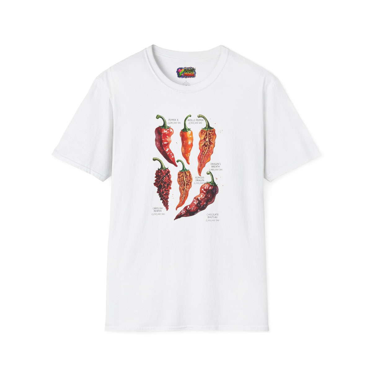 Chili Pepper Varieties T-Shirt – Vintage Botanical Hot Pepper Chart Tee