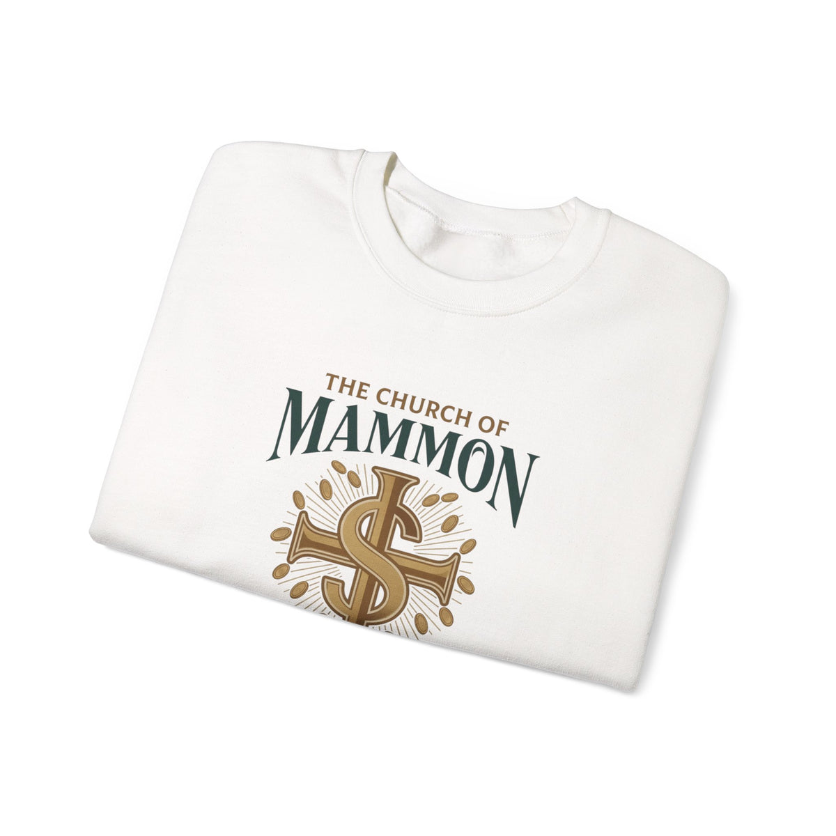 Crewneck Sweatshirt – "The Church of Mammon" Graphic Pullover