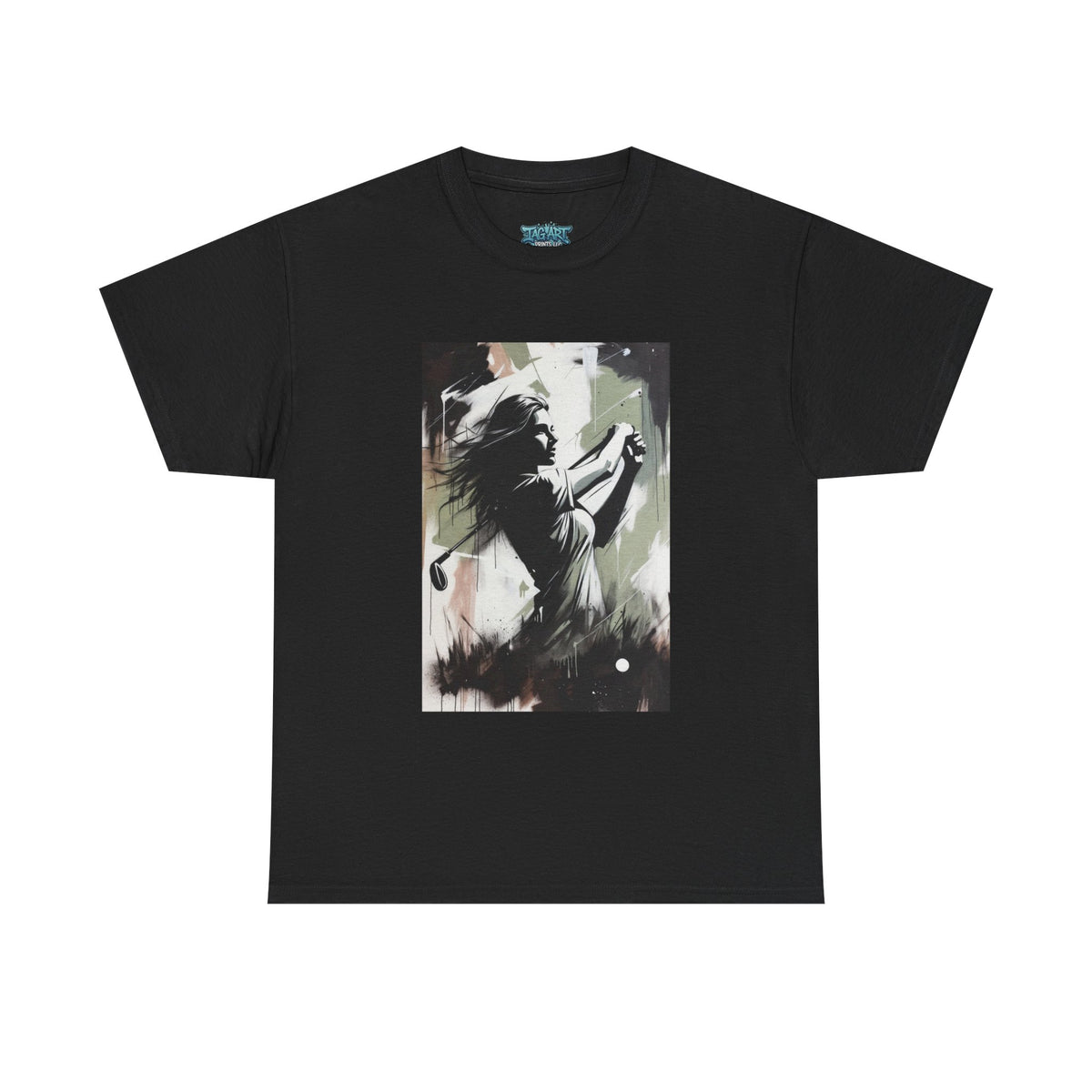 Female Golfer Swinging Golf Club T-Shirt | Golf Art Tee
