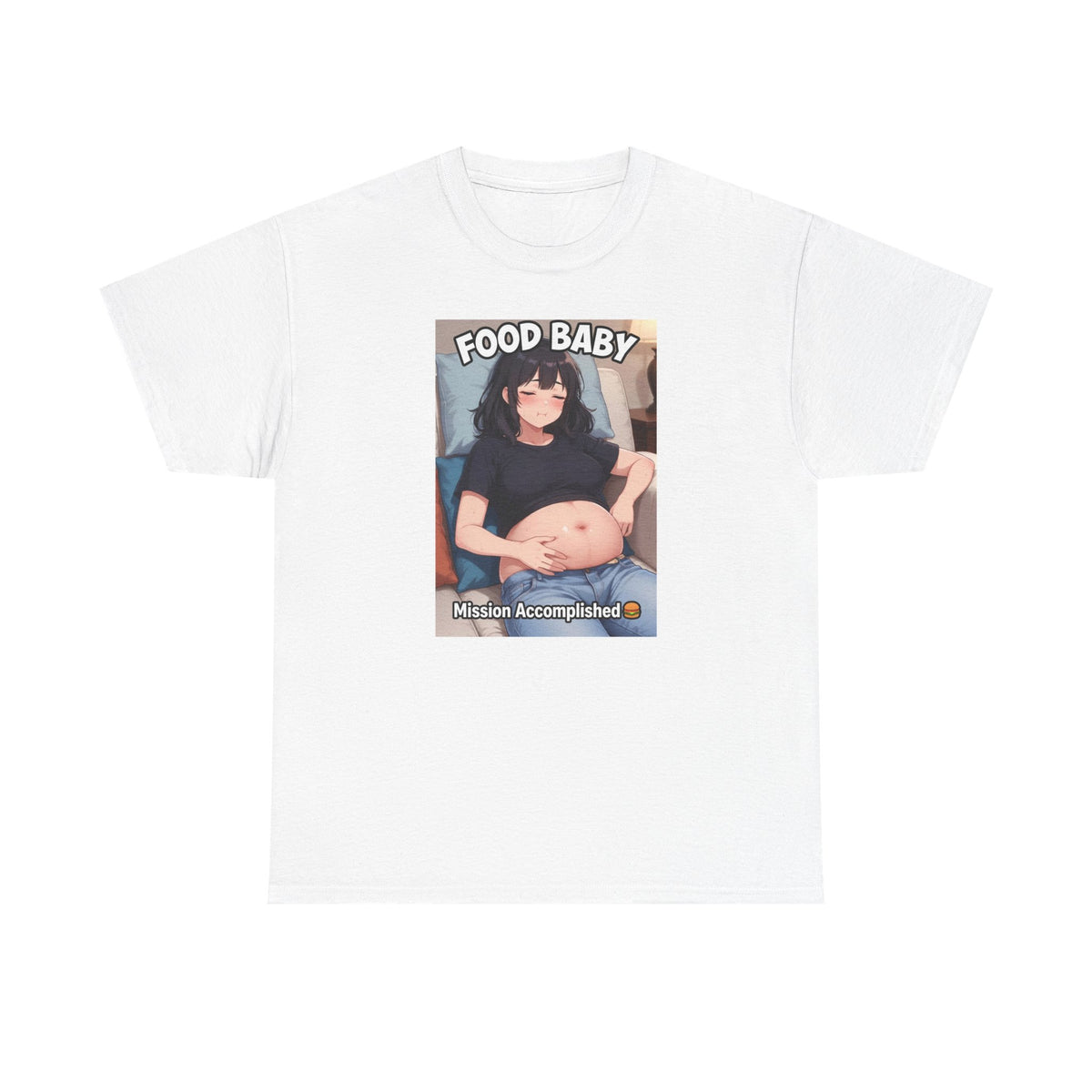 T-Shirt — "Food Baby" Graphic Belly Laugh Tee