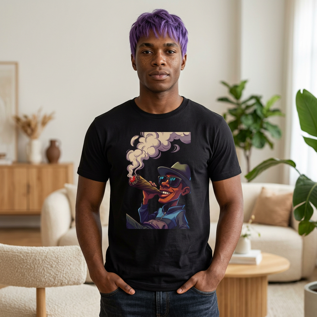Smoking Jazzman T-Shirt — Retro Cigarette Smoke Illustration Tee