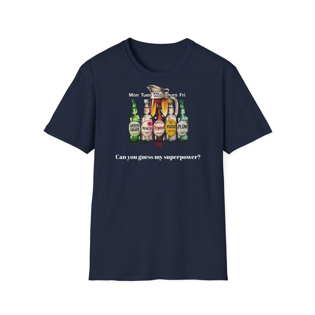 T-Shirt — Soju Bottle Lineup Graphic Tee (Beer Labels)