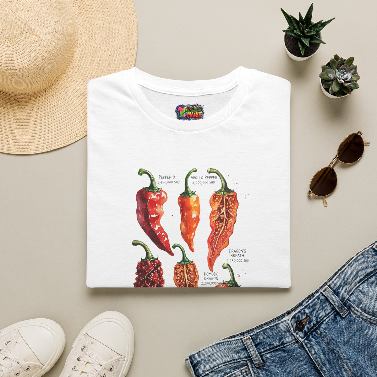 Chili Pepper Varieties T-Shirt – Vintage Botanical Hot Pepper Chart Tee