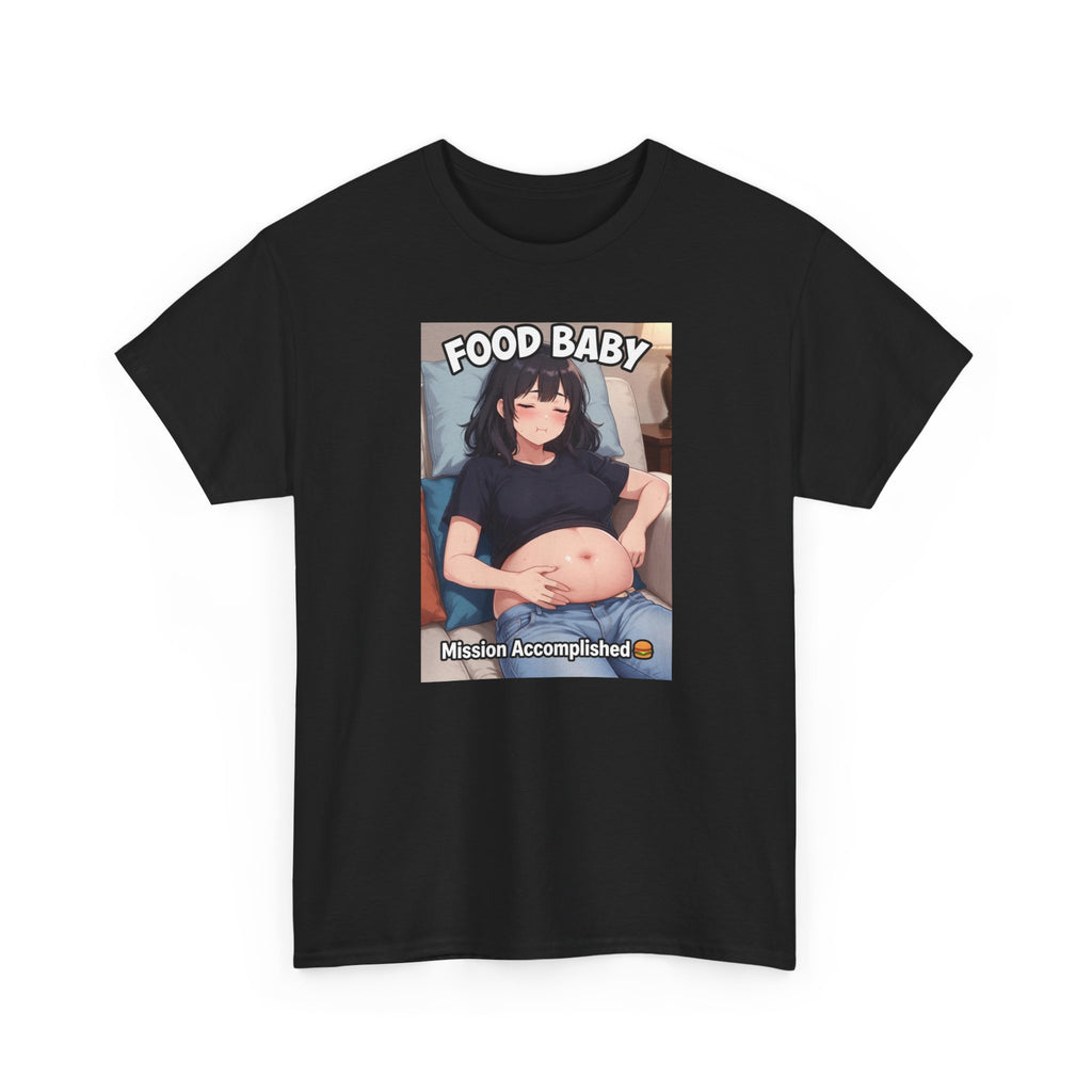 T-Shirt — "Food Baby" Graphic Belly Laugh Tee