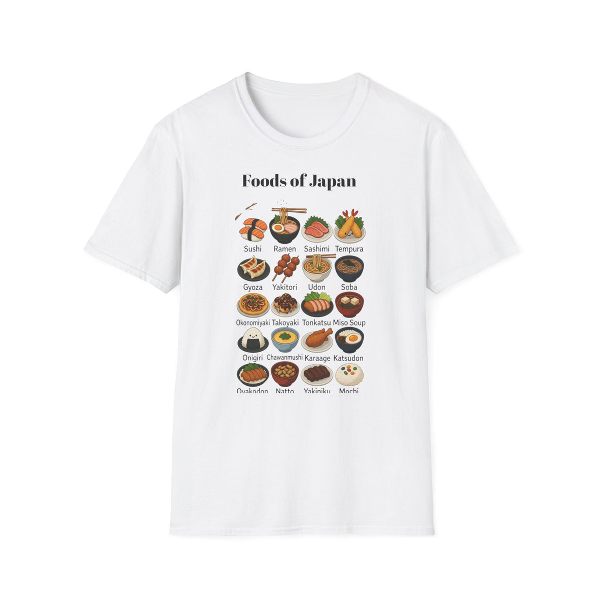 Japanese Food Chart T-Shirt — Illustrated Foods of Japan Graphic Tee