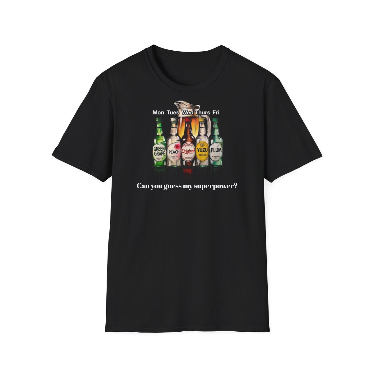 T-Shirt — Soju Bottle Lineup Graphic Tee (Beer Labels)