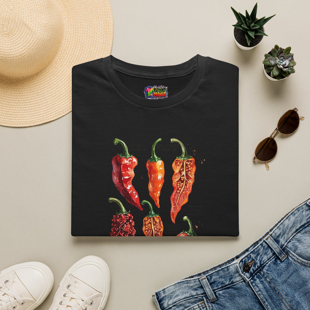 Chili Pepper Varieties T-Shirt – Vintage Botanical Hot Pepper Chart Tee