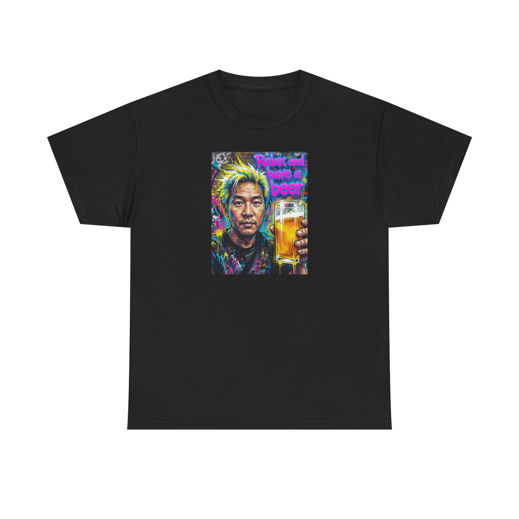 Retro Neon Beer Portrait T‑Shirt — 'Wish I Had A Beer' Graphic Tee