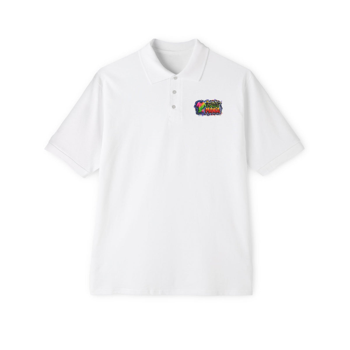 Men's Polo — Colorful Graffiti 'MANIA' Logo Performance Shirt